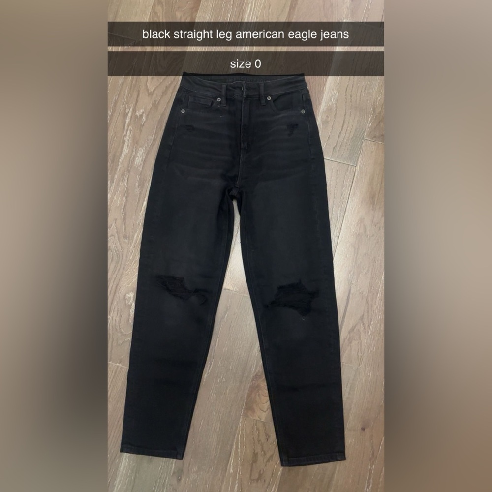 Stylish Black Distressed Jeans American Eagle